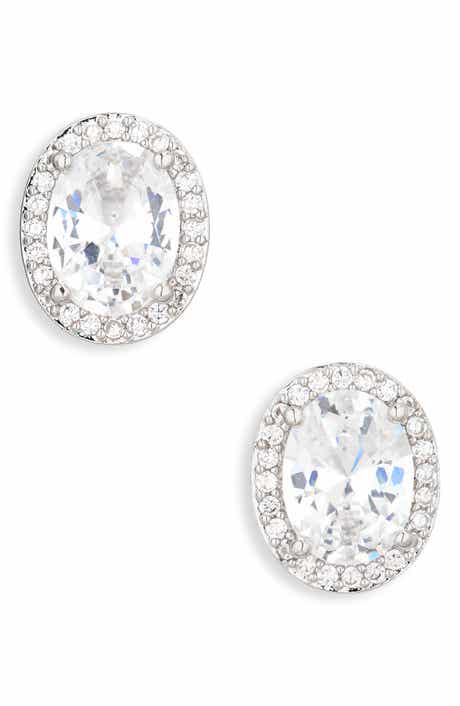 Nadri Halo Oval Stud Earrings