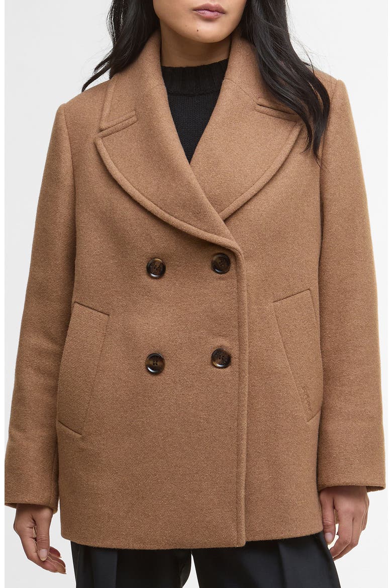 Indie Wool Blend Peacoat, Main, color, CAMEL/ HESSIAN TARTAN