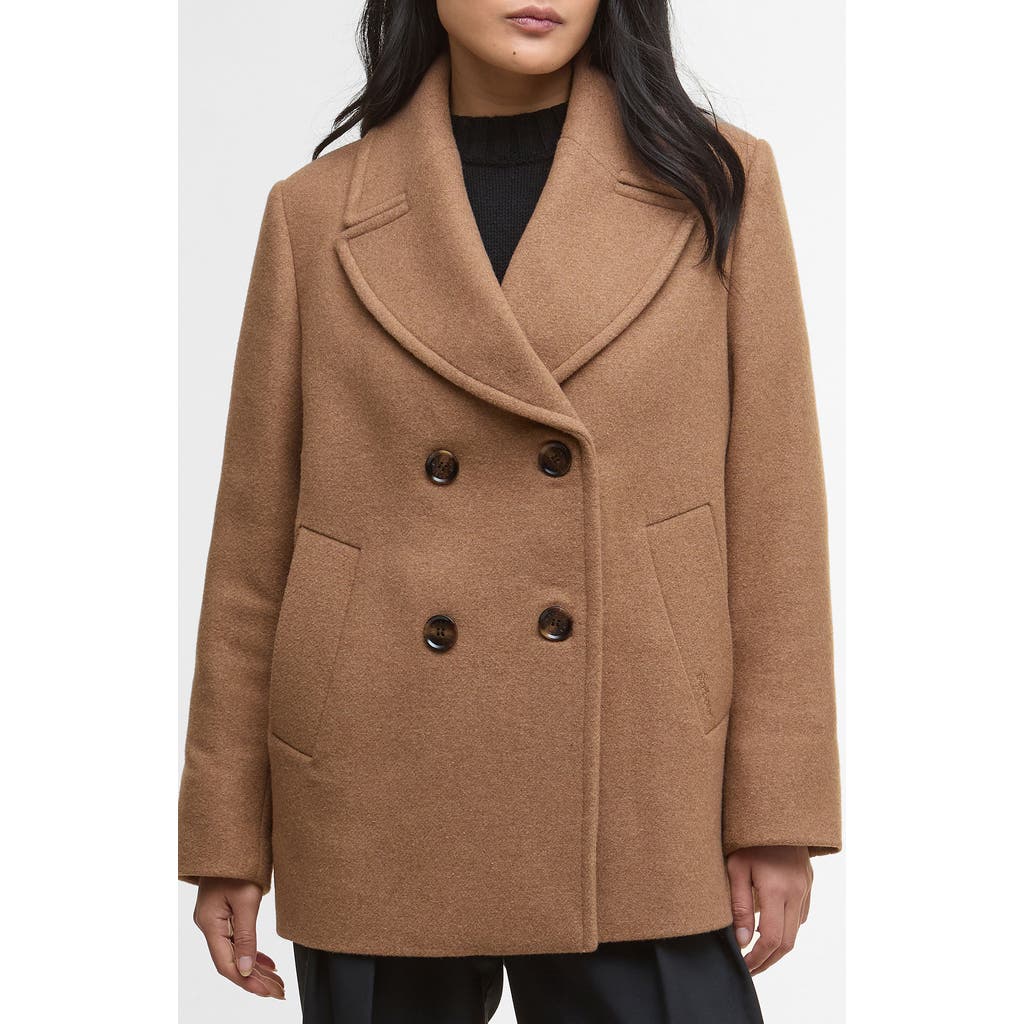 Barbour Indie Wool Blend Peacoat In Brown