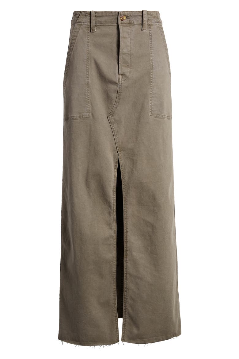 The Sadie High Waist Utility Denim Maxi Skirt, Alternate, color, KALAMATA