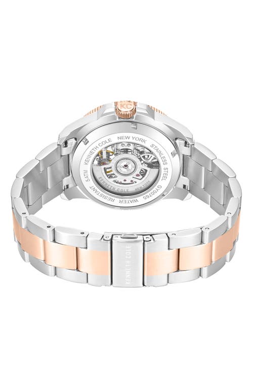 Kenneth Cole New York Liberty Skeleton Automatic Bracelet Watch, 43mm In Multi
