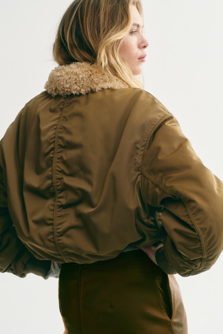 Collared Bomber Jacket, Alternate, color, Khaki green