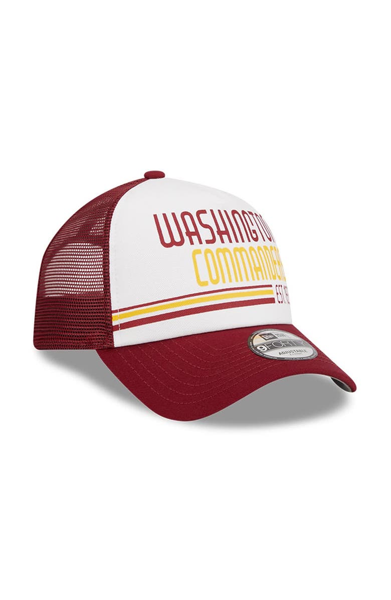 New Era Men's New Era White/Burgundy Washington Commanders Stacked A-Frame Trucker 9FORTY Adjustable Hat, Alternate, color, 