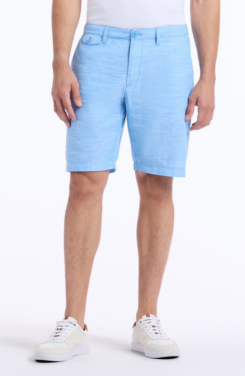 Robert Graham Dixton Cotton & Linen Shorts, Main, color, Blue
