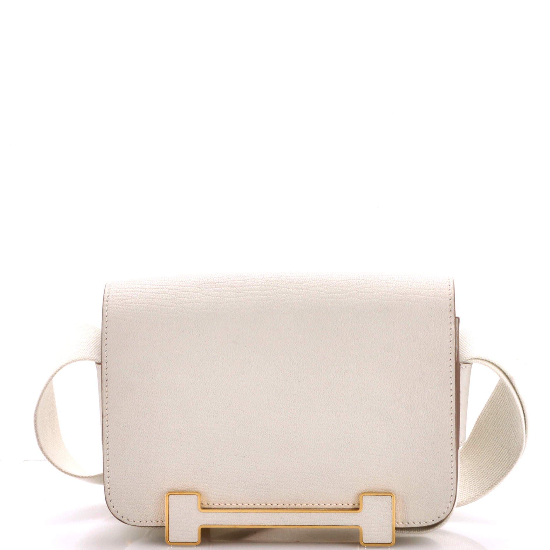 Pre-Owned Hermes Geta Bag Chevre Mysore, Main, color, Gris Pale