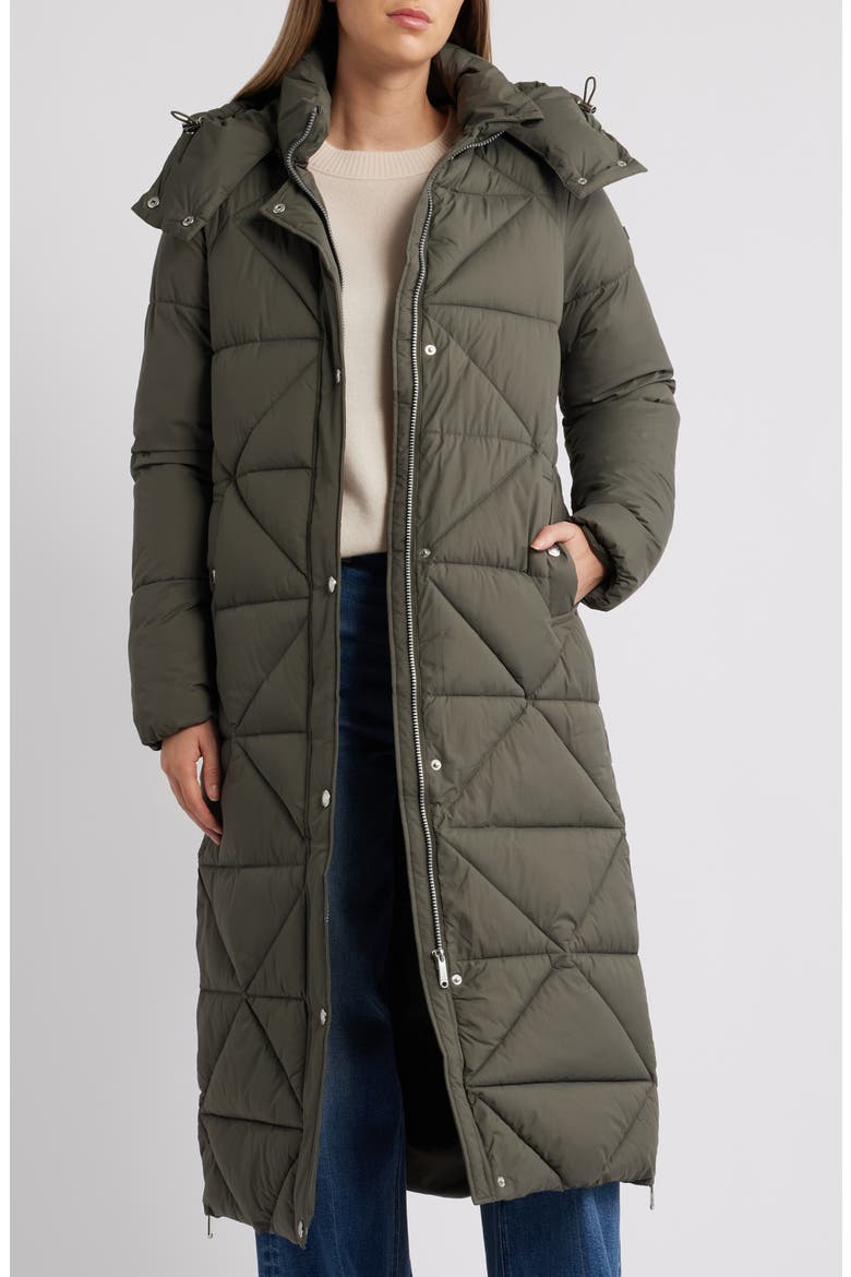 Quilted Puffer Coat with Removable Hood, Main, color, LODEN