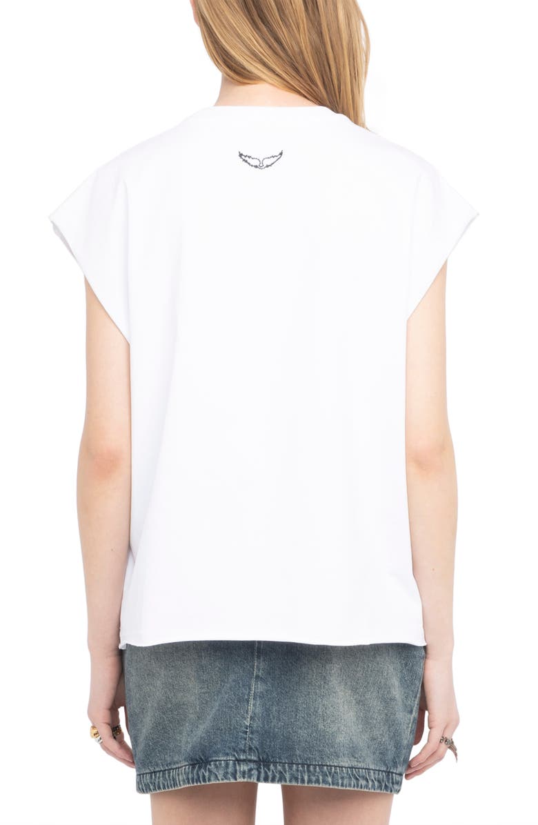 Zadig & Voltaire Cloex Crystal Embellished Voltaire T-Shirt, Alternate, color, White