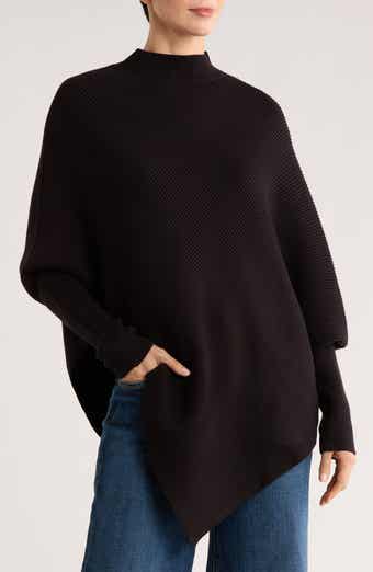 PATRIZIA LUCA Mock Neck Ribbed Asymmetric Sweater