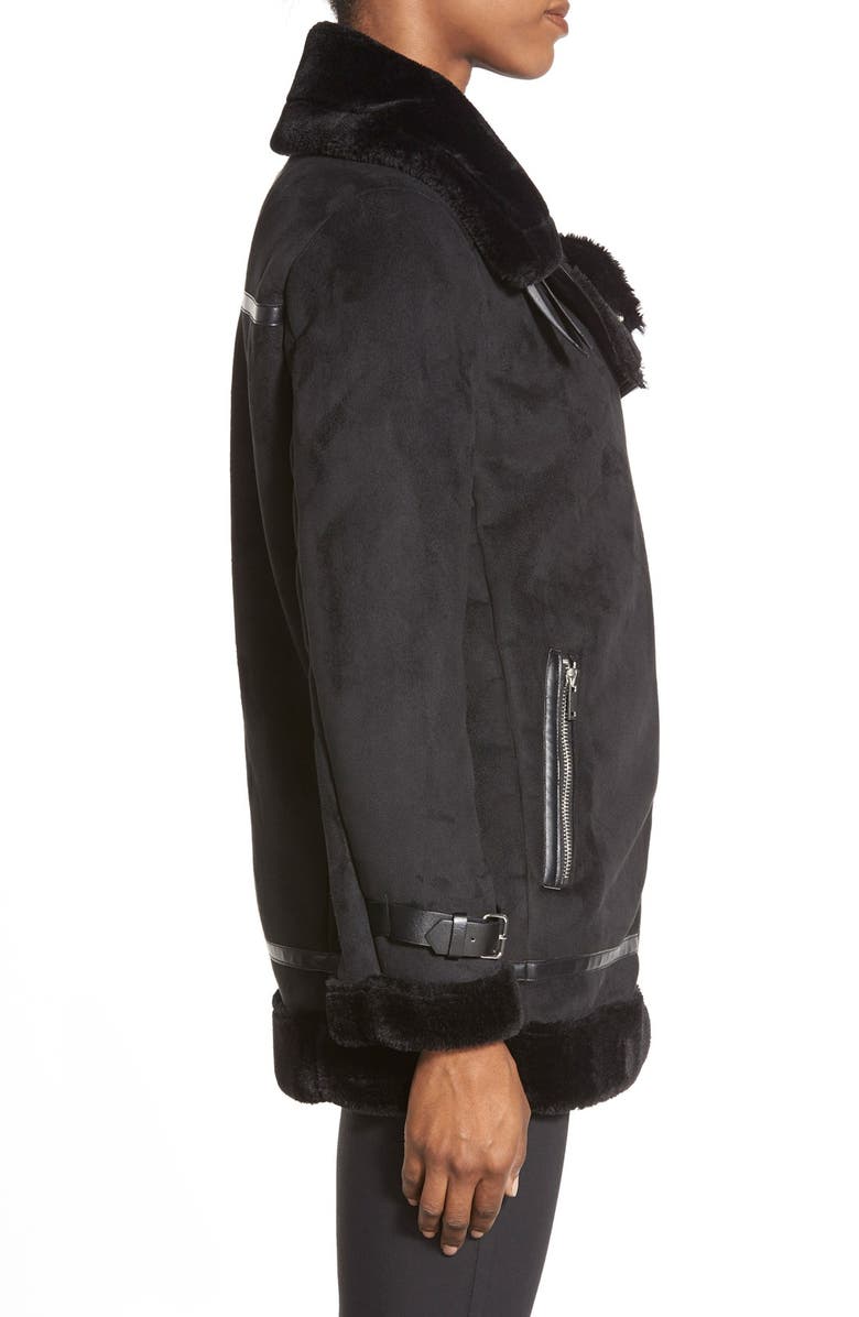 Laundry by Shelli Segal Laundry by Shelli Segal Faux Shearling Moto Jacket, Alternate, color,