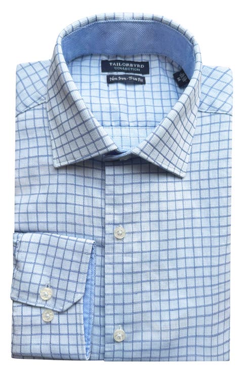 Trim Fit Dobby Check Non-Iron Stretch Dress Shirt (Regular, Big & Tall)