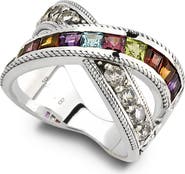 SAMUEL B. Sterling Silver Semiprecious Stone Crossover Band Ring