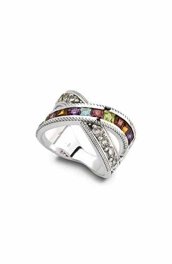 SAMUEL B. Sterling Silver Semiprecious Stone Crossover Band Ring