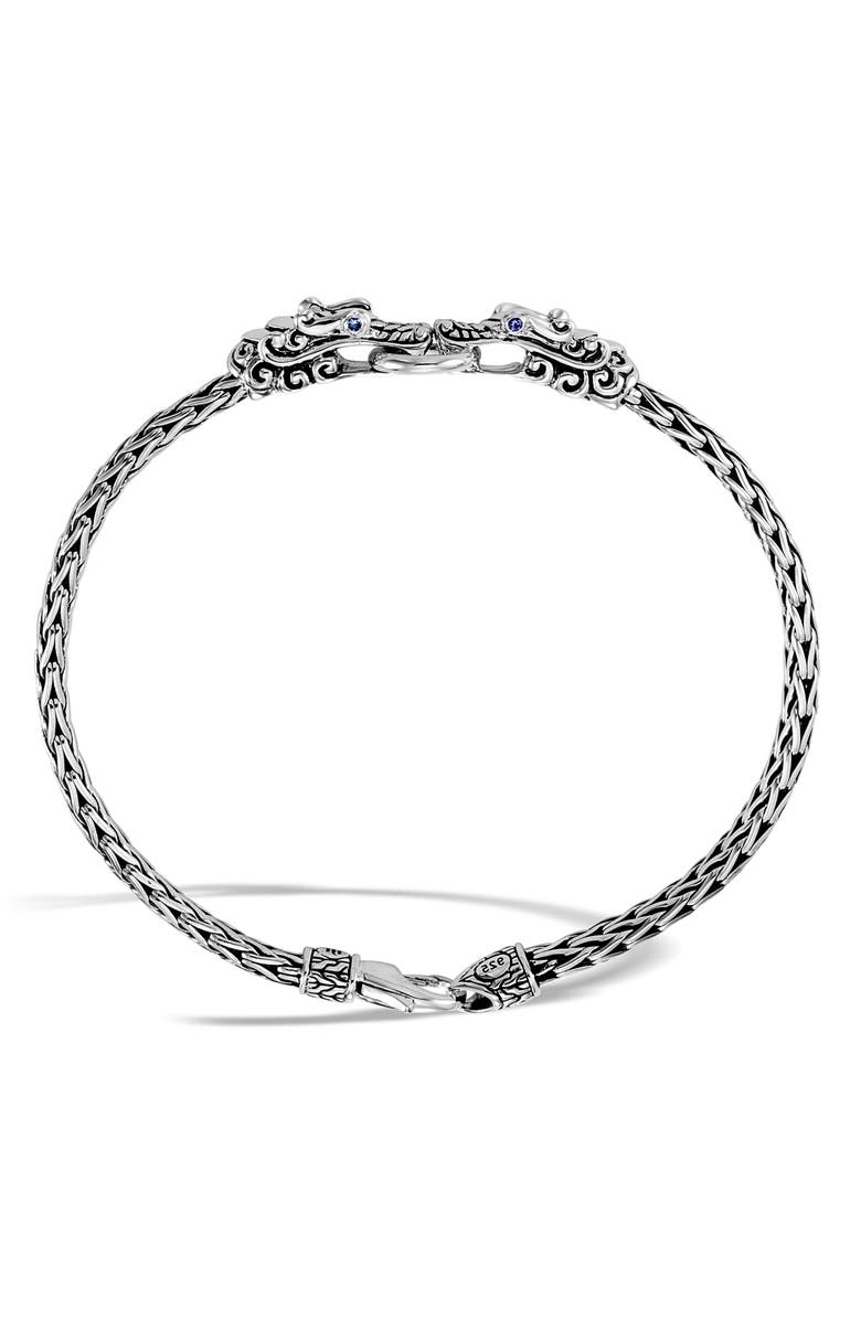 John Hardy Legends Naga Blue Sapphire Station Bracelet, Alternate, color, Silver