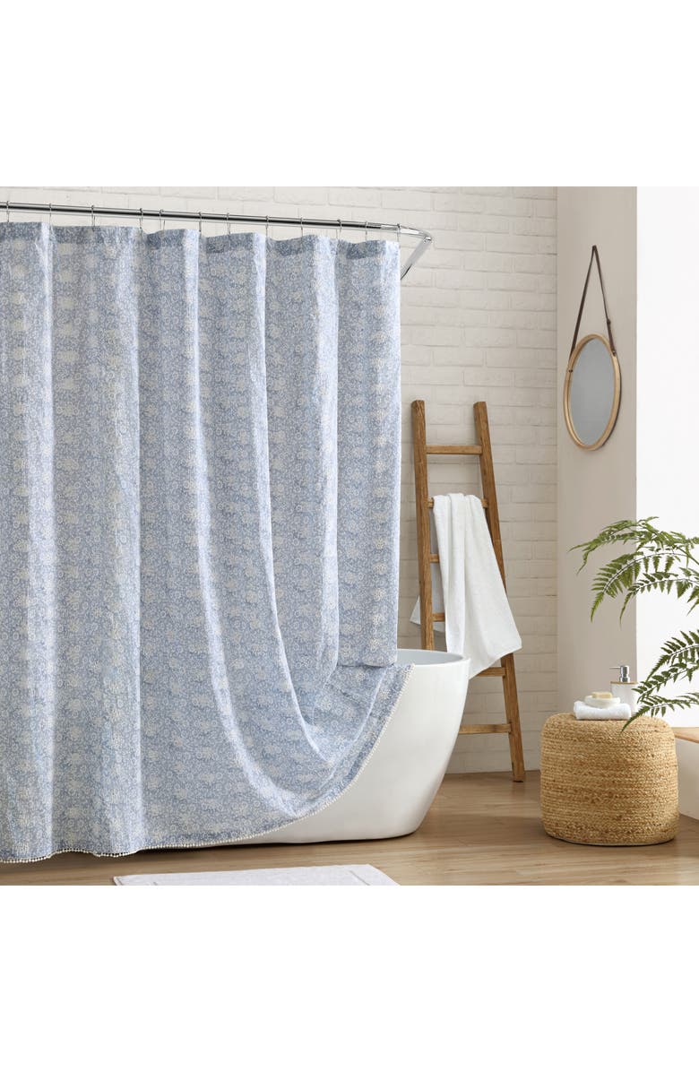 Peri Home Ikat Eyelet Shower Curtain, Alternate, color, Blue