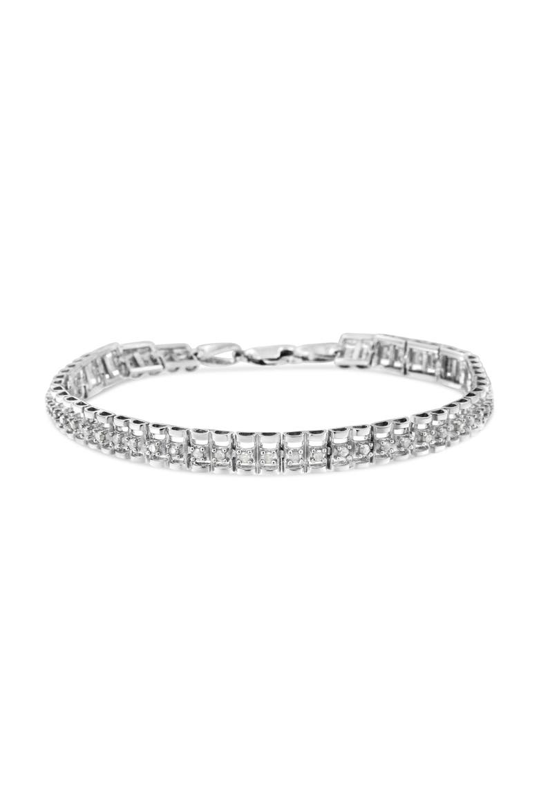 Silver 1.00 Ctw Diamond Double-Link Tennis Bracelet, Alternate, color, White