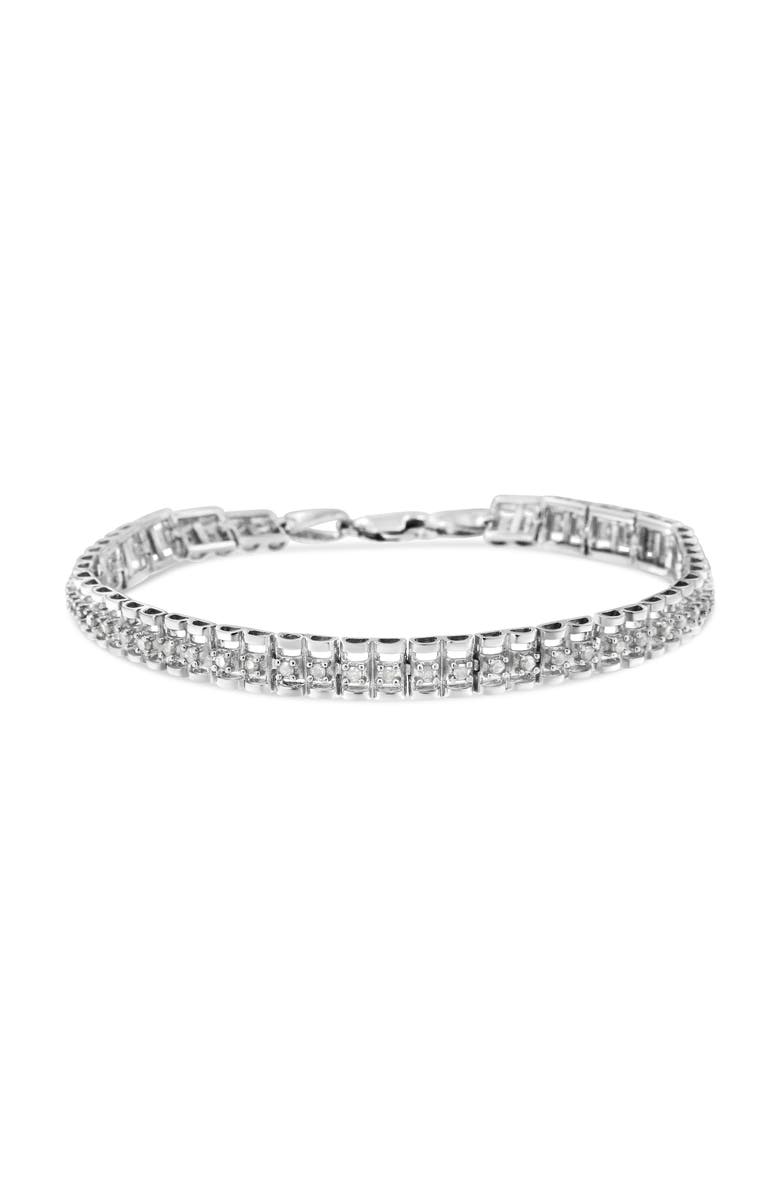 Haus of Brilliance Silver 1.00 Ctw Diamond Double-Link Tennis Bracelet, Alternate, color, White
