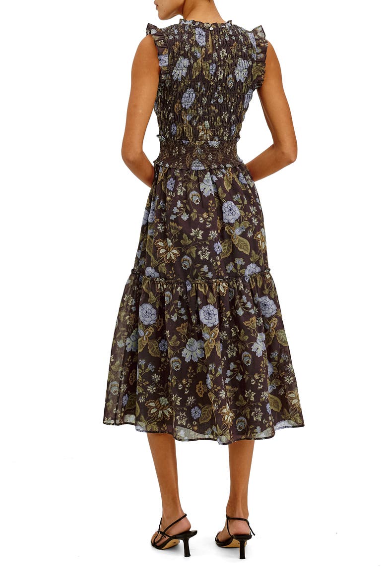 Vivier Floral Smocked Sleeveless Dress, Alternate, color, WILLOW