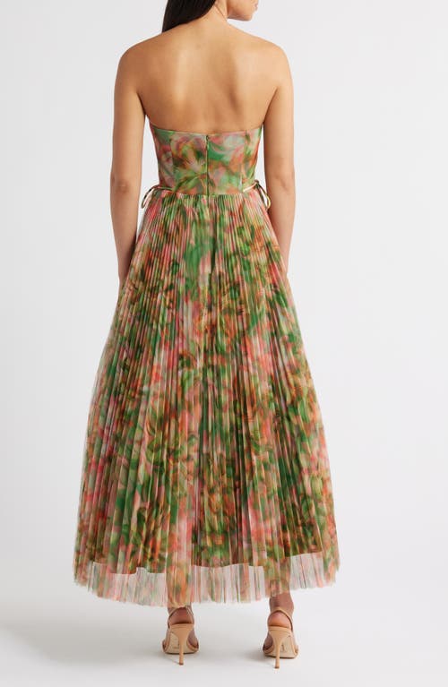 HUTCH HUTCH PLEATED STRAPLESS MESH GOWN