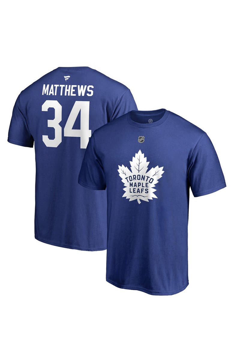 FANATICS Men's Fanatics Branded Auston Matthews Blue Toronto Maple Leafs Team Authentic Stack Name & Number T-Shirt, Main, color,