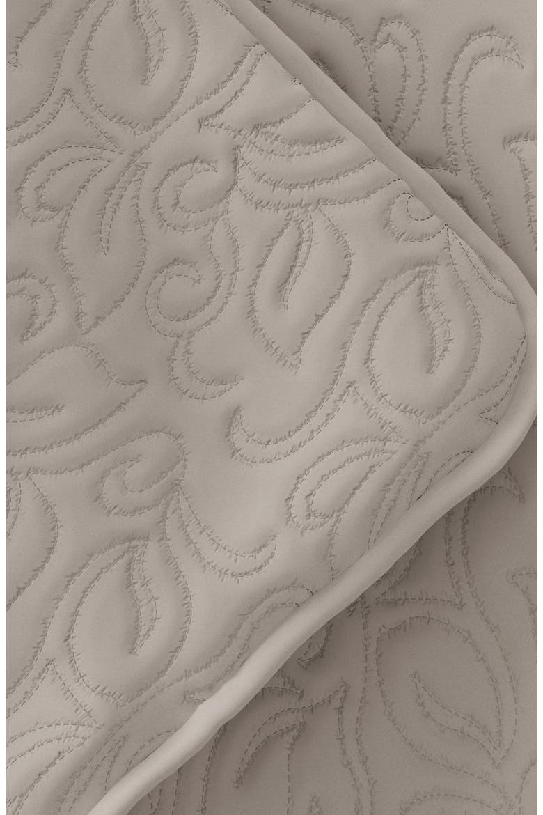 All Season Floral Stitch 3-Piece Down Alternative Quilt Set, Alternate, color, LATTE