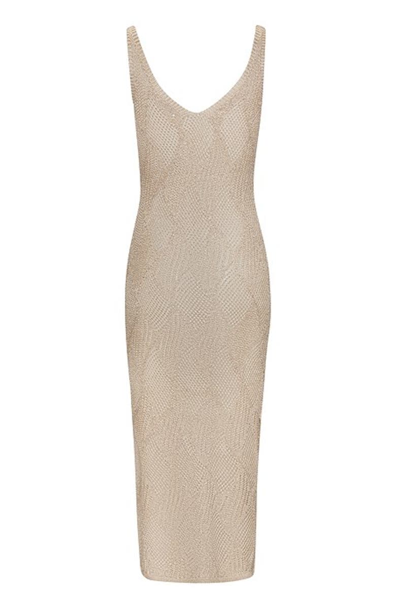 LASCANA Women's Crochet Midi Dress Cover Up, Alternate, color, Beige Gold