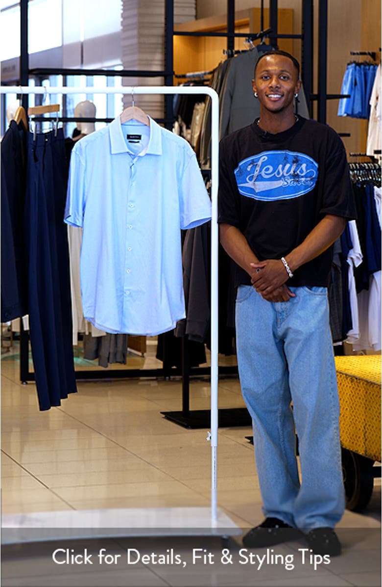 Miles OoohCotton<sup>®</sup> Abstract Print Short Sleeve Button-Up Shirt, sales video thumbnail