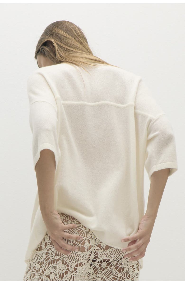 NAKED CASHMERE Rue Button-Up Cashmere Top, Alternate, color, Ecru