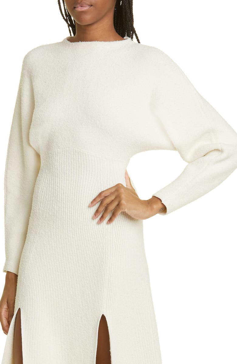 Proenza Schouler Long Sleeve Double Slit Wool Blend Bouclé Sweater Dress, Alternate, color, 