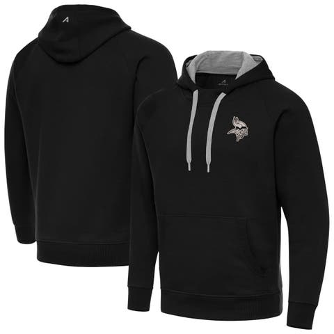 Men's Antigua Black Minnesota Vikings Brushed Carbon Victory Pullover Hoodie