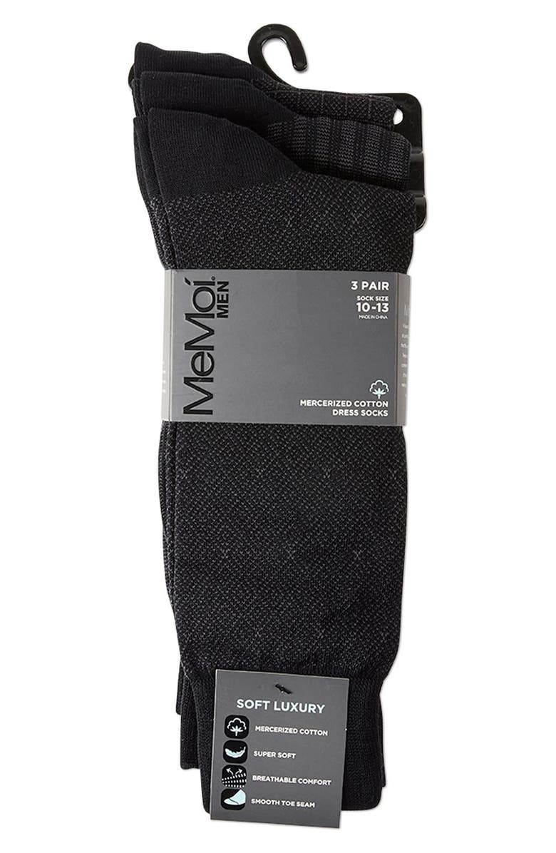 MeMoi Assorted 3-Pack Dress Socks, Alternate, color, Black-Black-Black