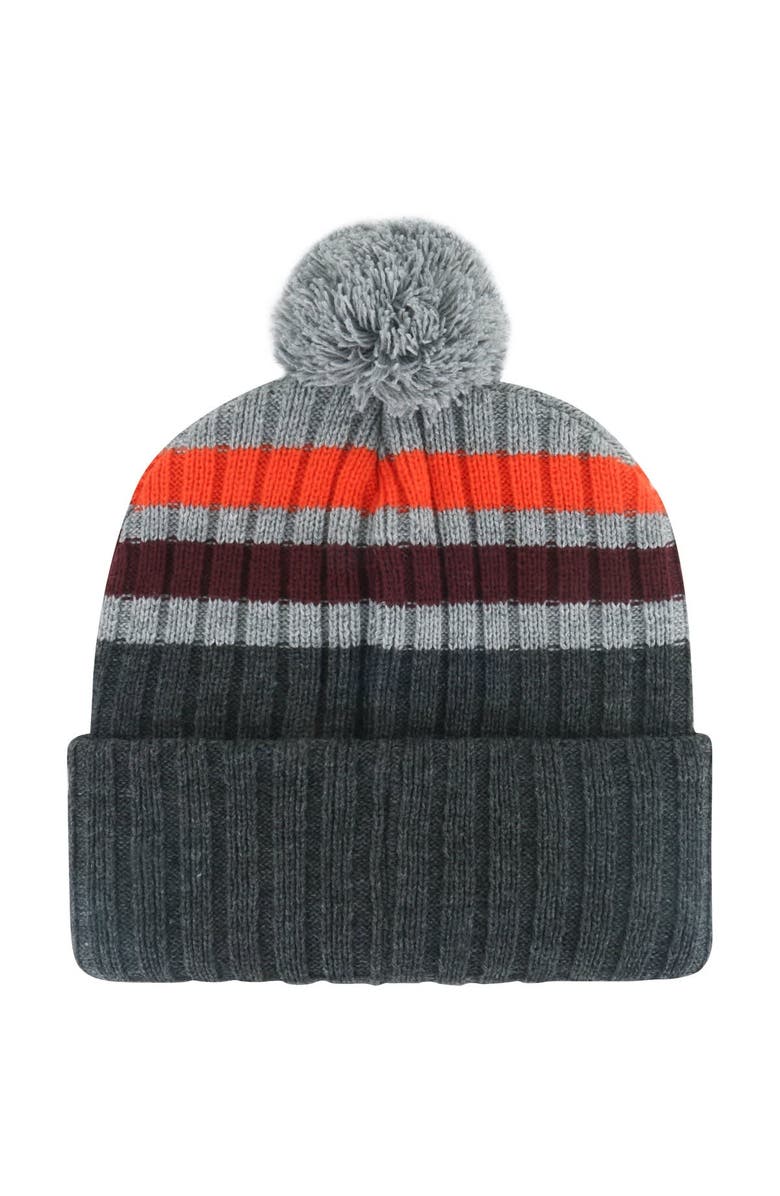 '47 Men's '47 Charcoal Virginia Tech Hokies Stack Striped Cuffed Knit Hat with Pom, Alternate, color, 
