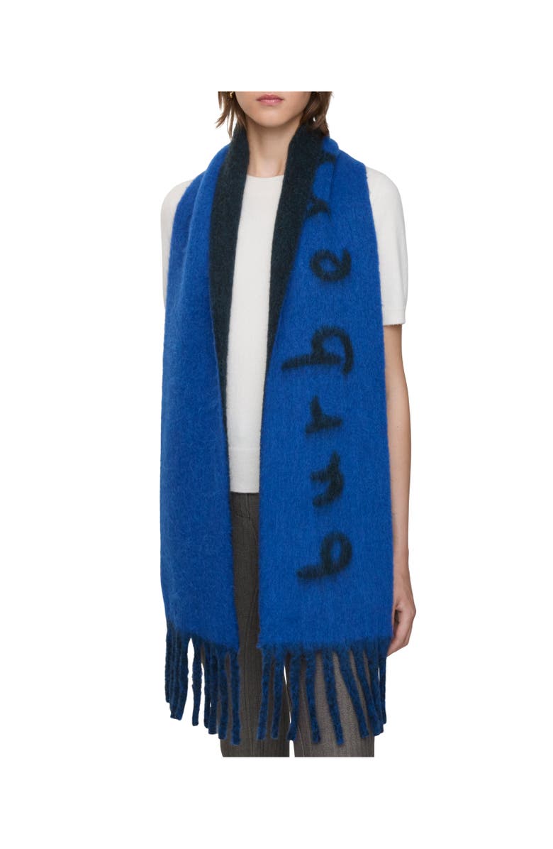 Burberry Reversible Logo Alpaca Wool Blend Scarf, Alternate, color, Firth Blue