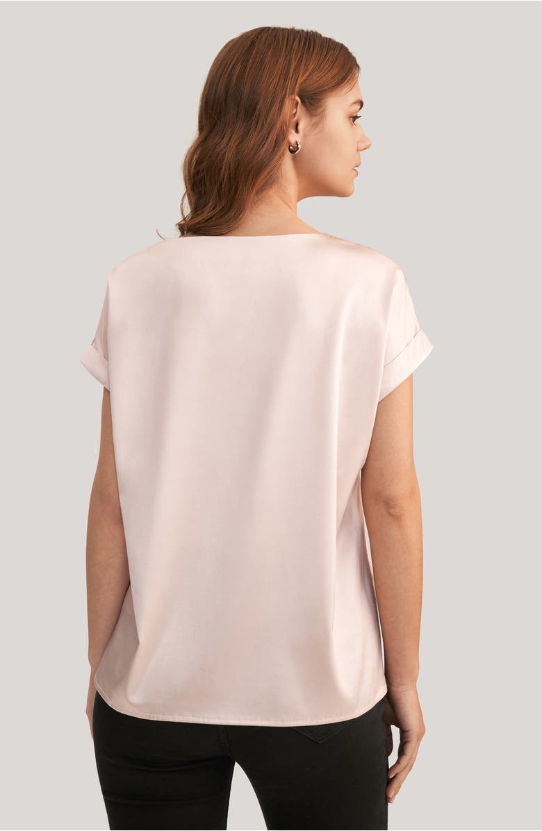 Lilysilk Women's Short Sleeves Round Neck Silk Tee, Alternate, color, Pale Pink