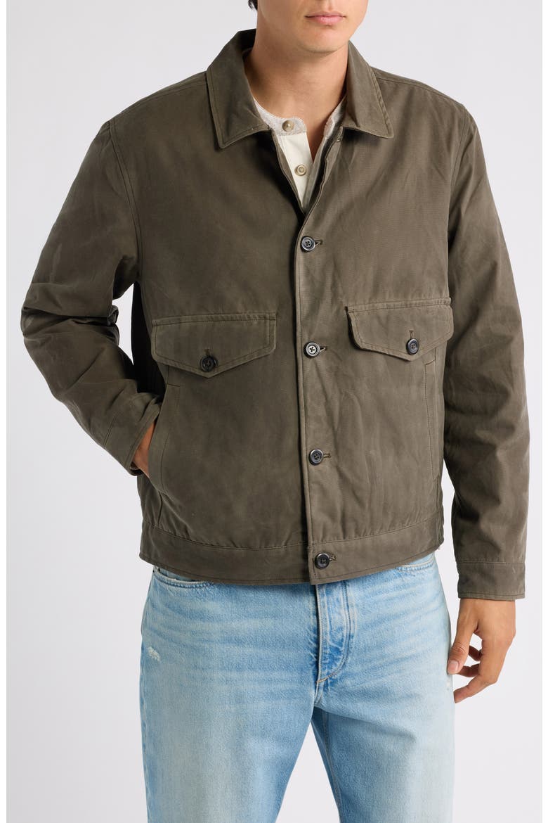 Waxed Canvas Trucker Jacket, Alternate, color, OLIVE