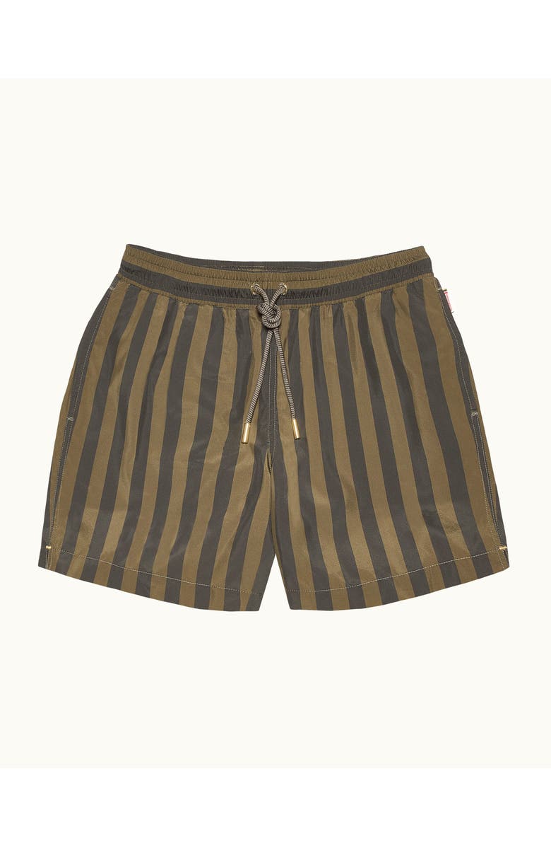 Orlebar Brown Boxer Mid-Length Relaxed Fit Bold Stripe Drawcord Swim Shorts, Main, color, Bayleaf Green/Herbal Green