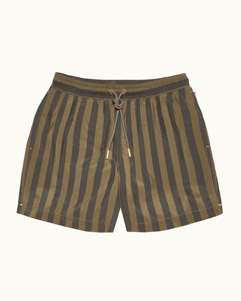 Boxer Mid-Length Relaxed Fit Bold Stripe Drawcord Swim Shorts