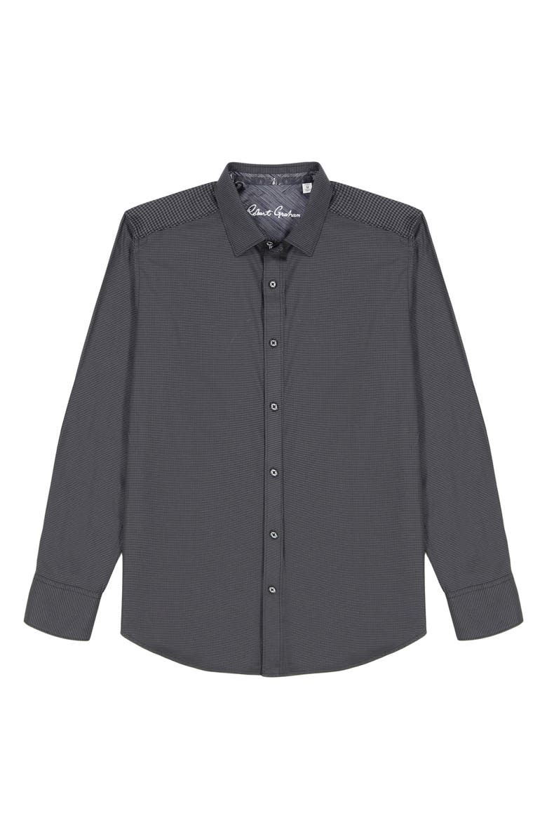 Robert Graham Kenmare Long Sleeve Stretch Cotton Button-Up Shirt, Alternate, color, Charcoal