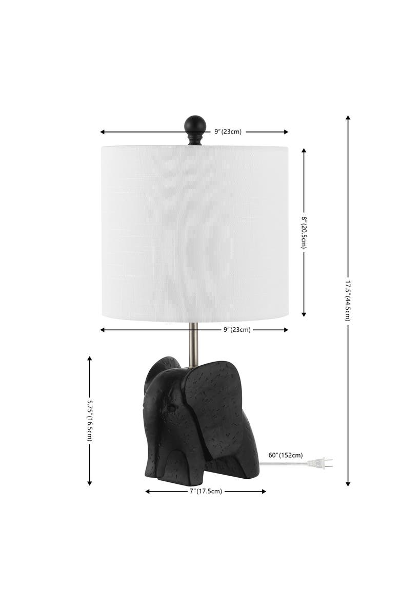 Koda Eclectic Southwestern Resin/Iron Elephant LED Kids' Table Lamp, Alternate, color, Black