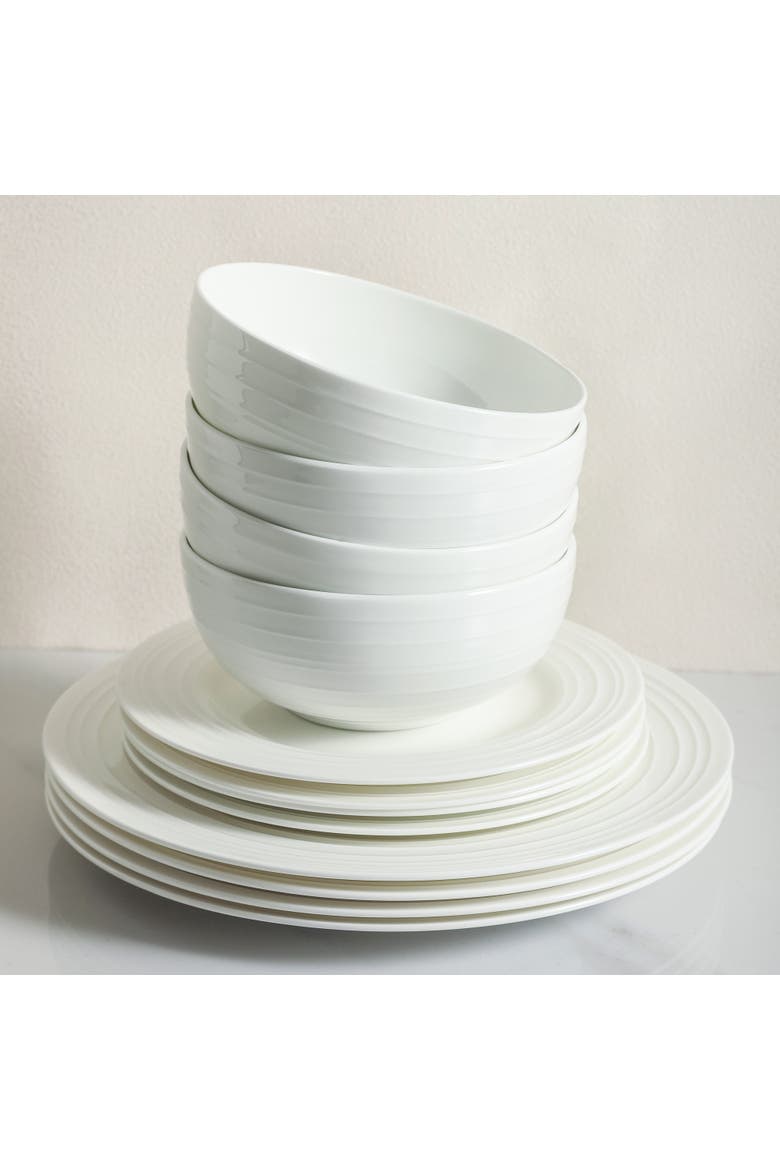 Eleanor Bone China 32-Piec Dinnerware Set, Alternate, color, White