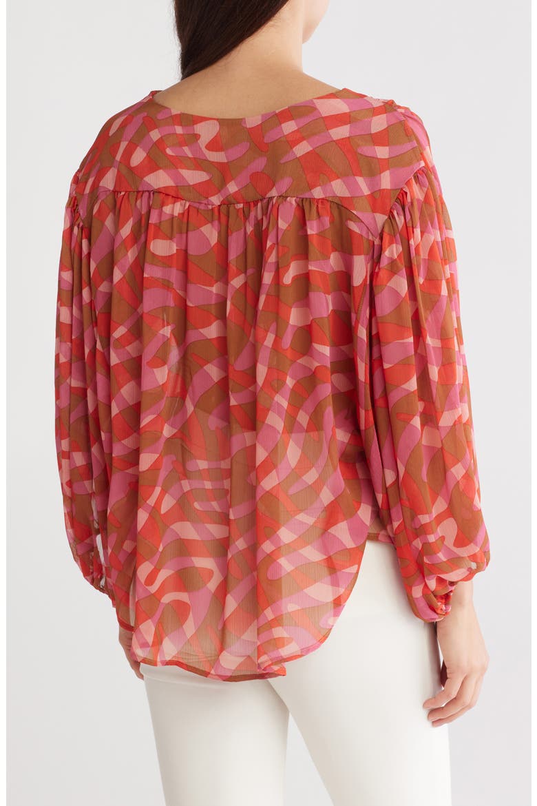 Sheer Puff Sleeve Top, Alternate, color, RUST