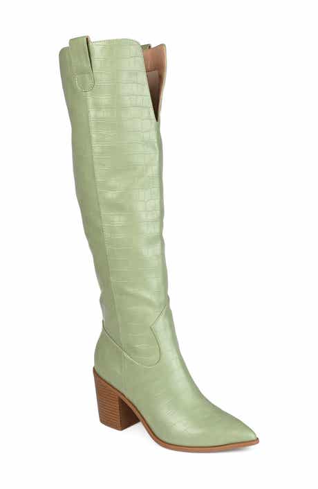 Journee Collection Therese Tall Croc Embossed Western Boot - Wide Calf