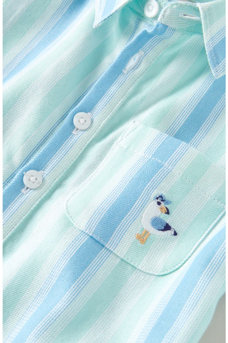 Embroidered Cotton Polo Romper, Alternate, color, GREEN SHERBET- BABY SEAGULL