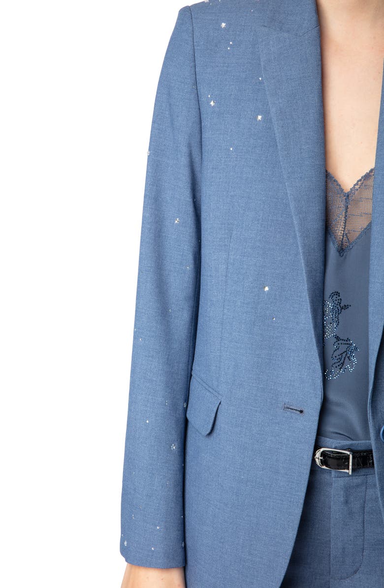 Zadig & Voltaire Valse Crystal One-Button Blazer, Alternate, color,