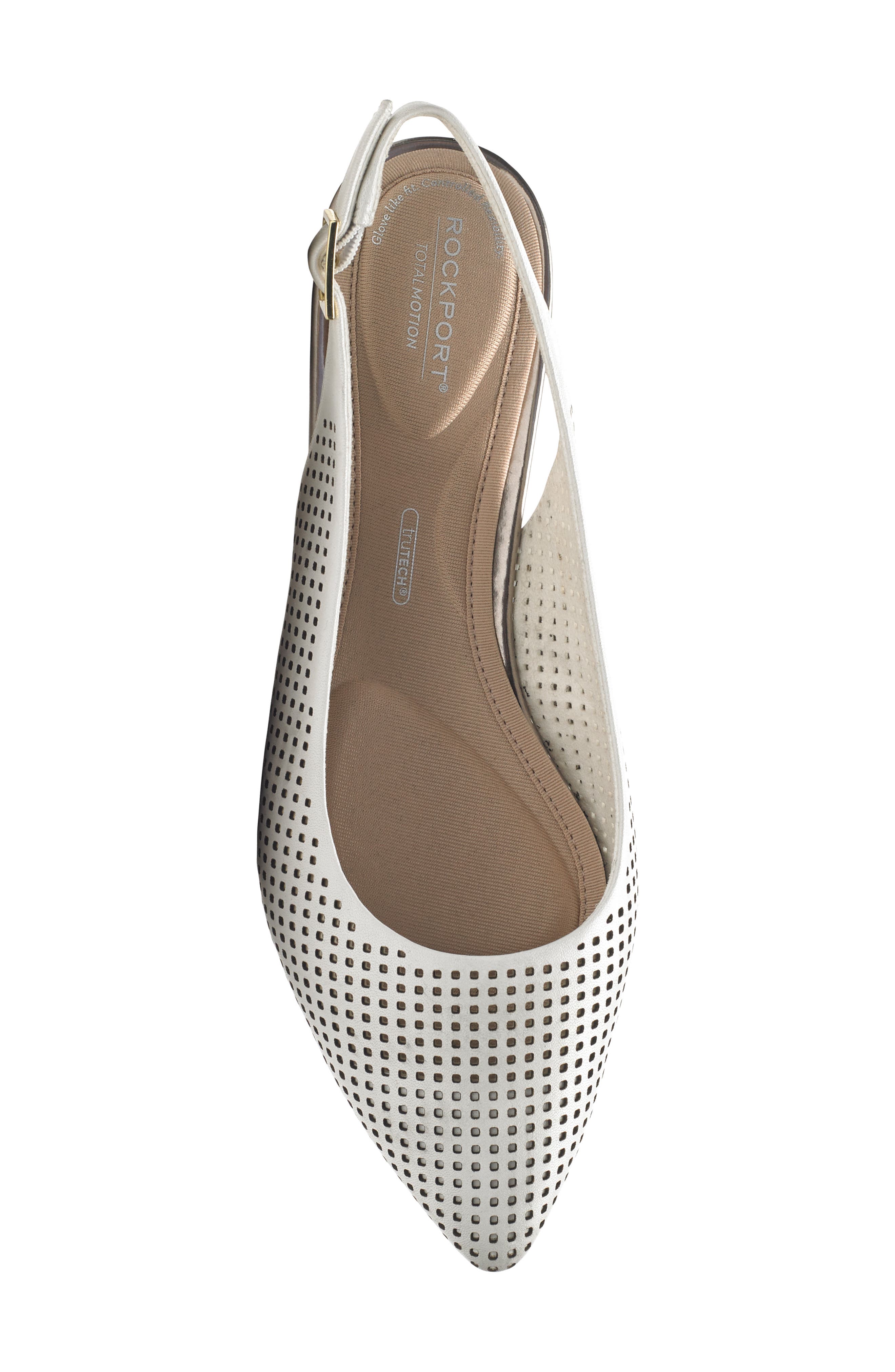 Adelyn Perforated Slingback Flat, Alternate, color, WHITE PATENT LEATHER