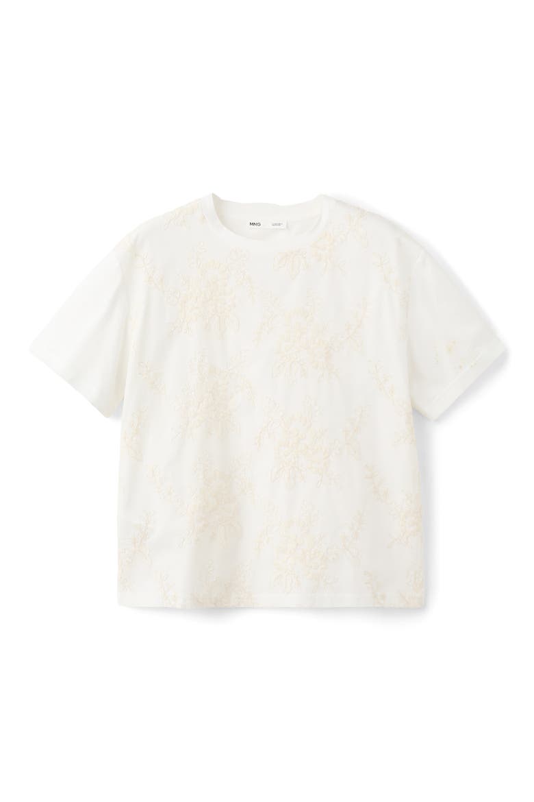 Floral Embroidered Cotton T-Shirt, Alternate, color, ECRU