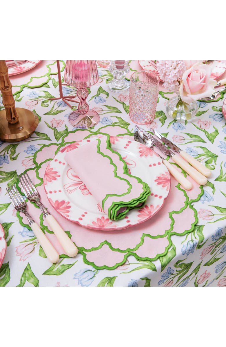 Mrs. Alice Pink & Green Lily Napkins, Alternate, color, Pink
