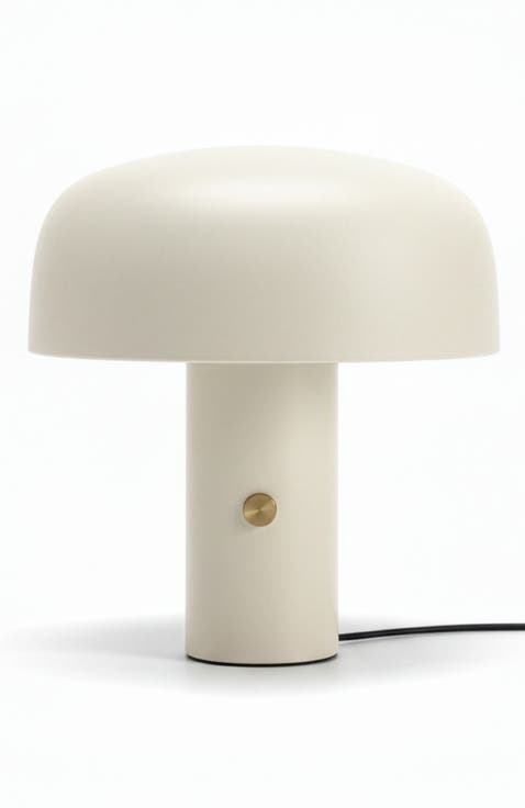 Anita Cream 12" Modern and Elegant LED Table Lamp with Brass Rotary Knob