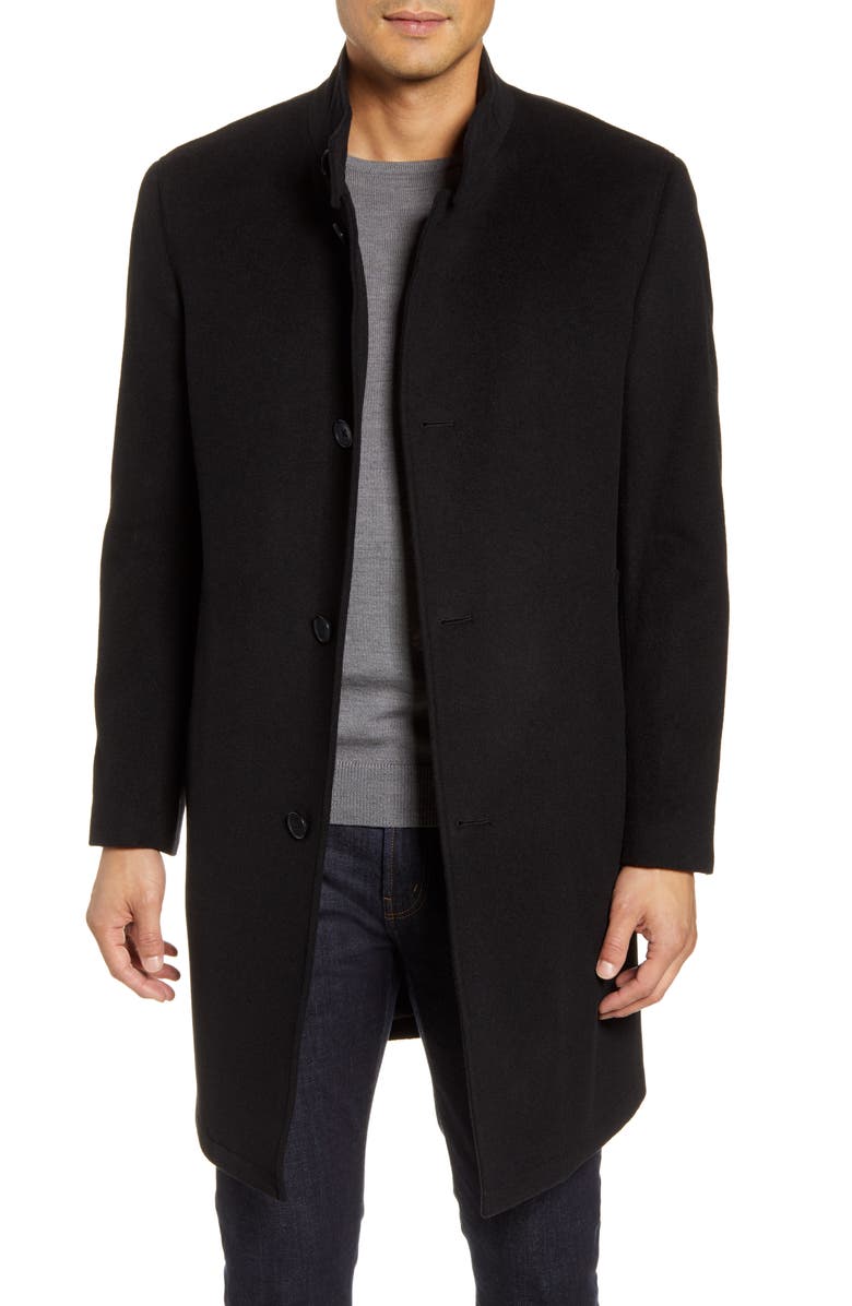 NORDSTROM MEN'S SHOP Trim Fit Wool Blend Overcoat, Main, color, 