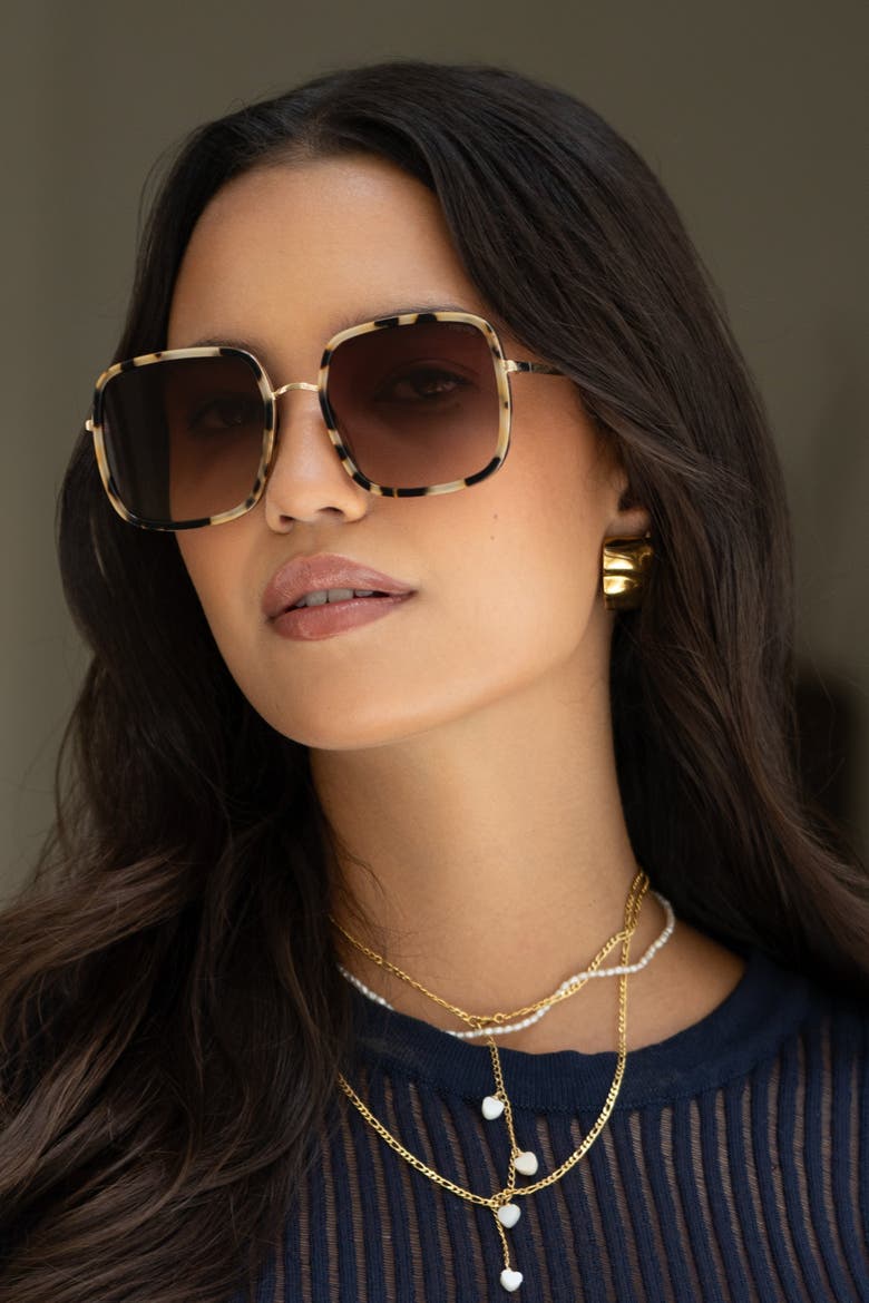 Cosmo Square Oversized Sunglasses, Alternate, color, Milky Tortoise