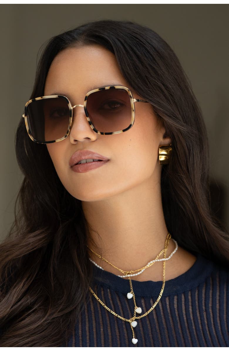 FREYRS Eyewear Cosmo Square Oversized Sunglasses, Alternate, color, Milky Tortoise